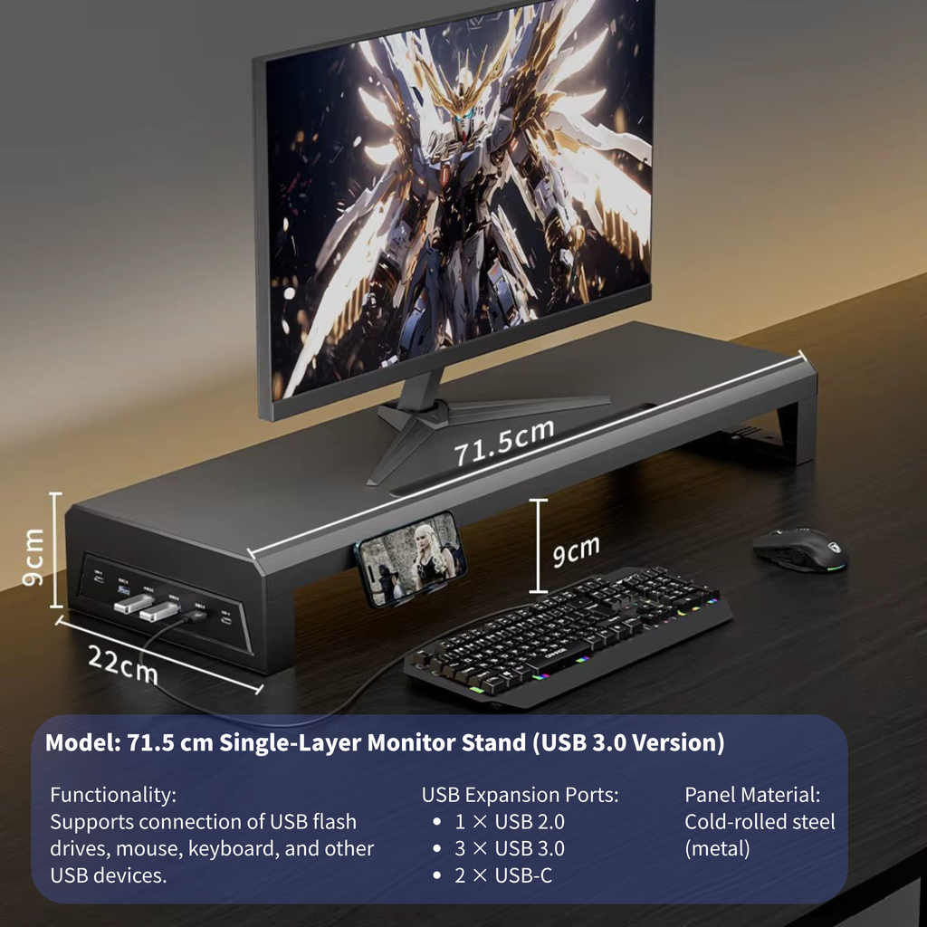 Metal Monitor Stand with USB Hub