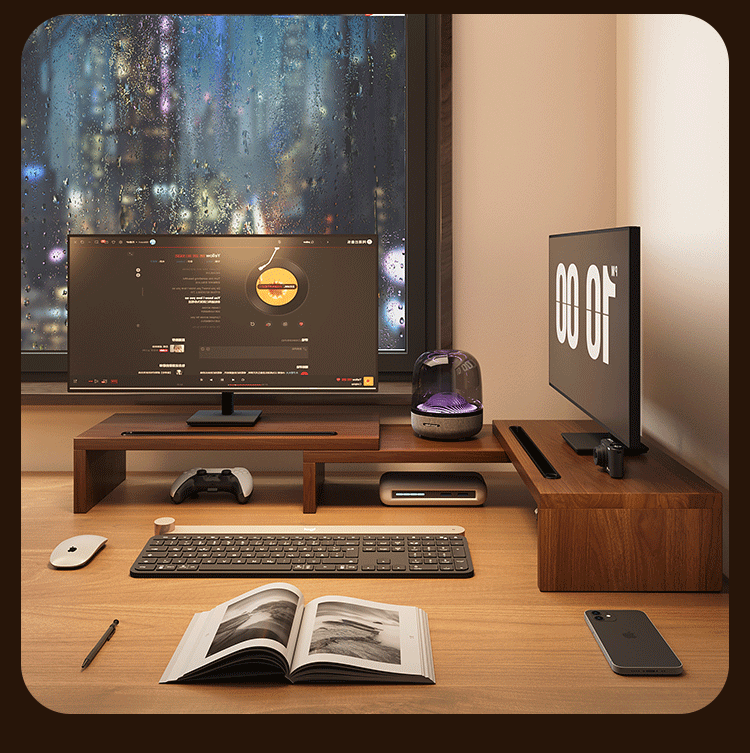 Rotating & Extendable Wooden Monitor Riser