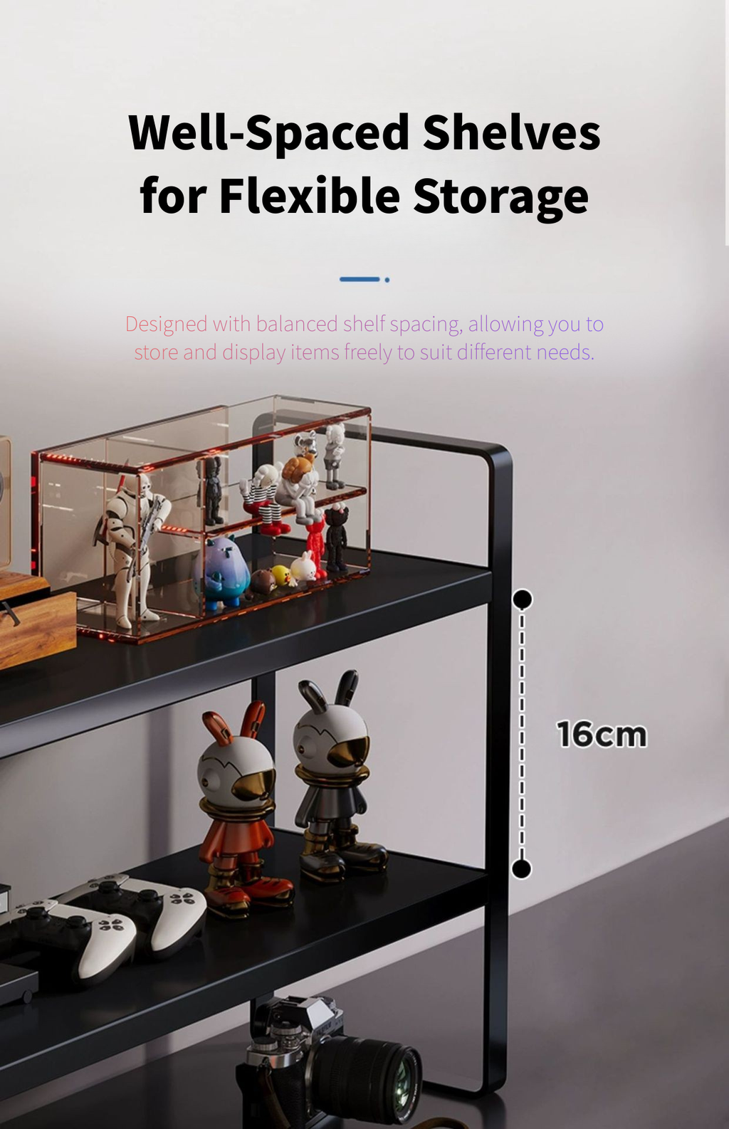 Compact two-tier desk shelf